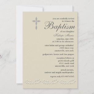 Baptisminbjudan till Löv accents Baptism Inbjudningar