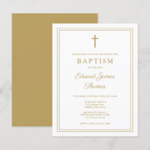 Baptisminbjudan till Modern Elegant Chic Guld Grän