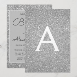 Baptisminbjudan till Silver Gnistra Glitter Inbjudningar
