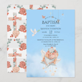 Baptisminbjudan till Watercolor Girl Angel Baptism Inbjudningar
