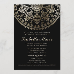 Baptisminbjudningar Elegant Gold Foil Mandala Inbjudningar