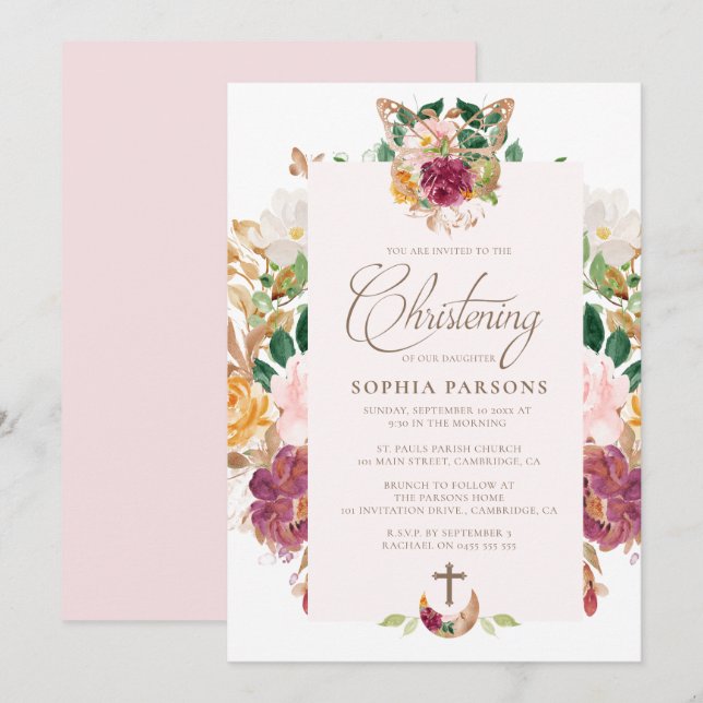 Baptisminbjudningar | Saffron Ro Inbjudningar (Fram/baksida)