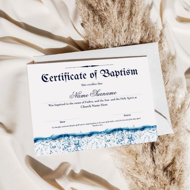 Baptismintyg Vatten Baptism Pappra Lakan (Skapare uppladdad)