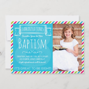 Baptismmeddelande från Bright Färg Rand LDS Baptis Inbjudningar