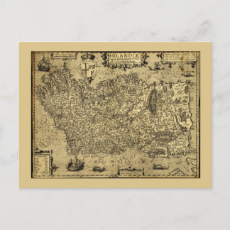 Baptista Boazio's Irlandiæ Ireland Karta circa 160 Vykort