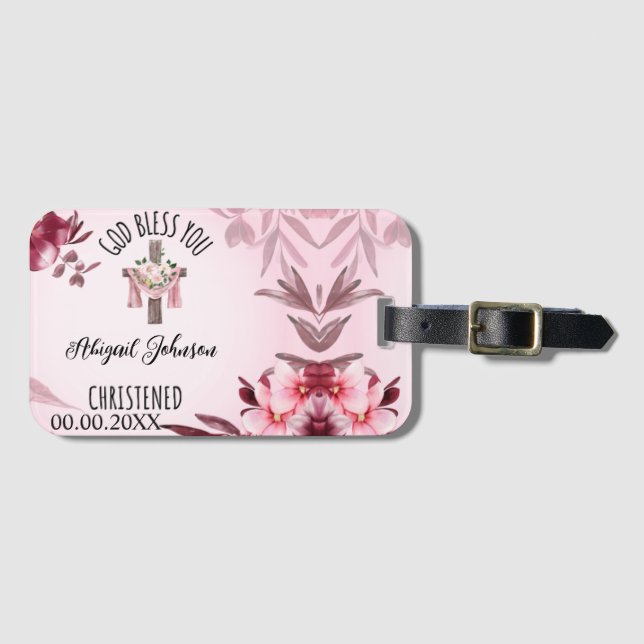 Baptizad Christed Namn Datum Välsigna dig Din Anpa Bagagebricka (Framsida horisontal)