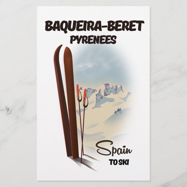 Baqueira-Beret Spanien poster. Brevpapper (Framsida)