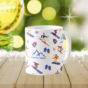 Baqueira Beret Spanien Ski Snowboard Mönster Kaffemugg