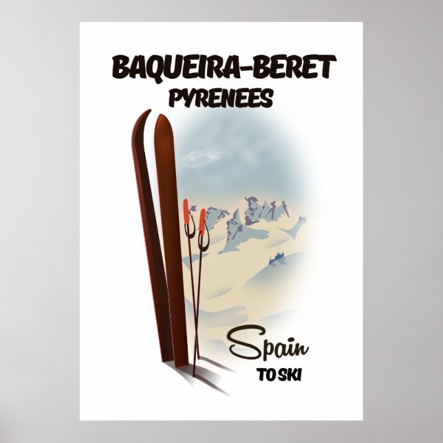 Baqueira-Beret Spanien skidposter. Poster (Framsidan)