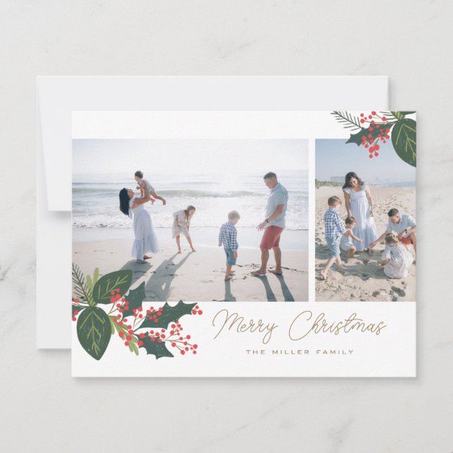 Bär 2 Foto Collage Platt Julkort (Framsida)