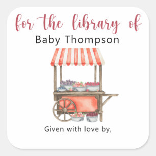 Bär - Baby Shower bokmärke, böcker för bebis Fyrkantigt Klistermärke