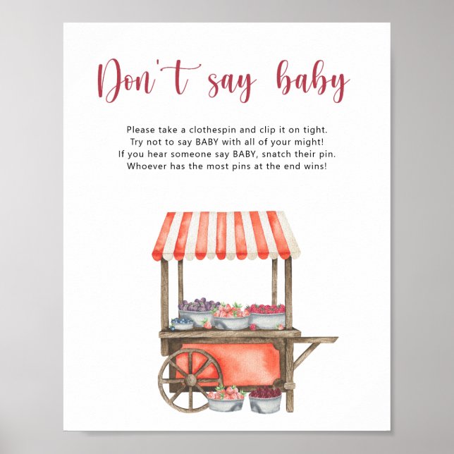 Bär-babyshower - säg inte baby poster (Framsidan)