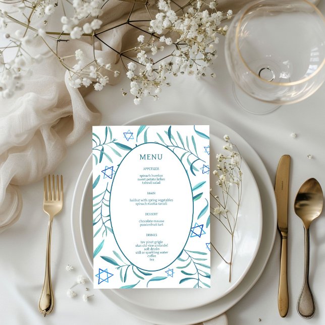 Bar Bat Mitzvah Judisk Bröllop Botanik Anpassad Meny (Bar Bat Mitzvah Jewish Wedding Botanicals Custom Menu
)