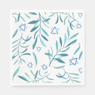 Bar Bat Mitzvah Judisk Bröllop Hanukkah Akvarell Pappersservett