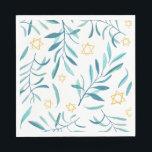 Bar Bat Mitzvah Judiskt Bröllop Hanukkah Akvarell Pappersservett<br><div class="desc">Perfekta servetter för bat mitzvah, bar mitzvah, judisk bröllop, judiska högtider eller andra judiska firanden! Handgjord akvarellkonst till er! HELT ANPASSNINGSBAR! Klicka på "redigera med hjälp av designverktyg" för att lägga till text, justera färger och placeringar (eller kontrollera min butik för mönster med redigerbar text). TACK FÖR ATT NI STÖDJER...</div>