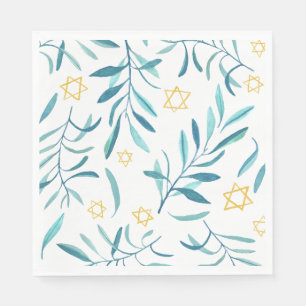 Bar Bat Mitzvah Judiskt Bröllop Hanukkah Akvarell Pappersservett