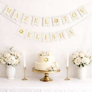 Bar Bat Mitzvah Mazel Tov Namn 6 Bokstäver Vimplar