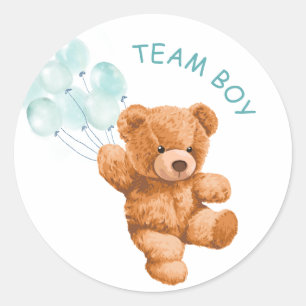 Bär Blått Bubblat TEAM BOY Gender Reveal Game Runt Klistermärke