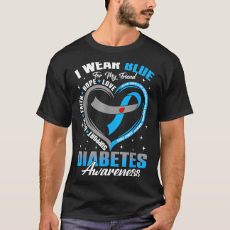 Bär blått för diabetesmedvetenhet blått t shirt