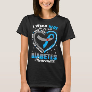 Bär blått för hustruns diabetesmedvetenhet blå ban t shirt