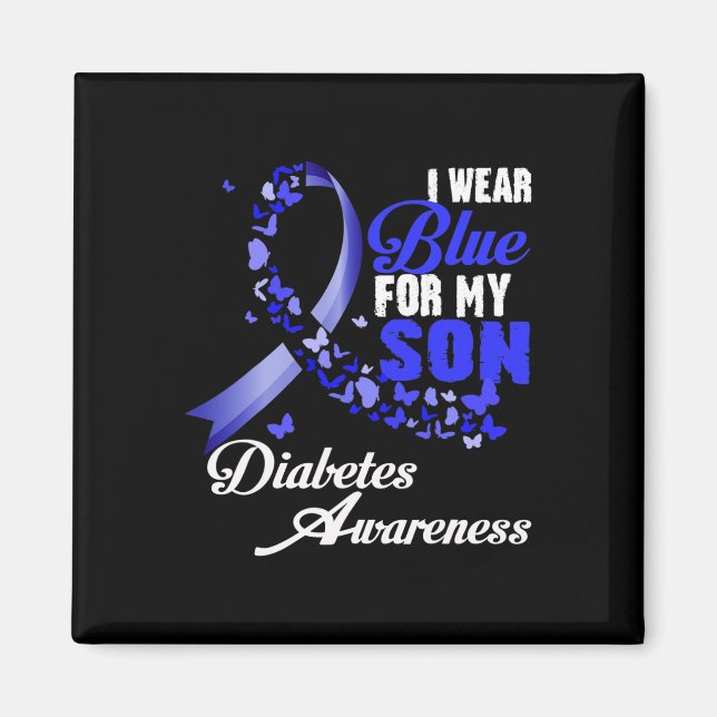 Bär Blått För Min Son T1d Diabetes Medvetenhet Blå Magnet (Framsidan)