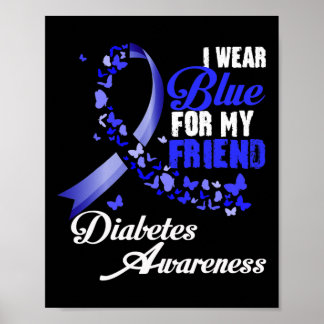 Bär Blått För Min Vän T1d Diabetes Medvetenhet Blå Poster