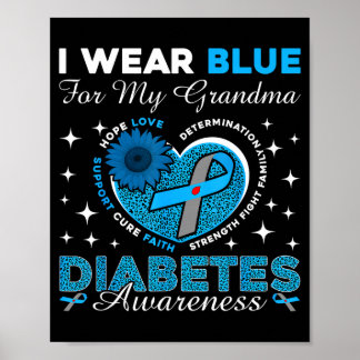 Bär blått för mormors diabetesmedvetenhet blått poster