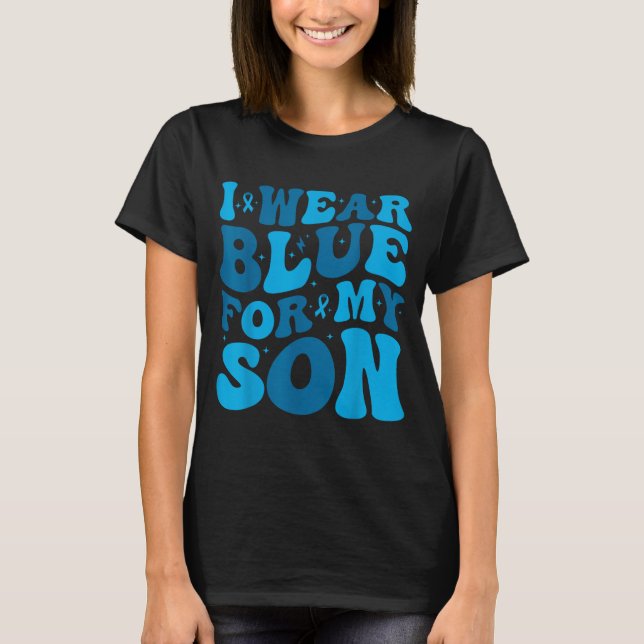 Bär Blått För Son T1d Typ 1 Diabetes Medvetenhet T Shirt (Framsida)
