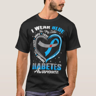 Bär blått för syster diabetes medvetenhet blått t shirt