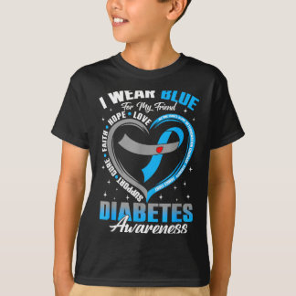 Bär blått för vän diabetes medvetenhet blå t shirt
