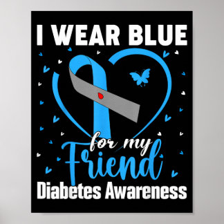Bär Blått För Vän T1 D Diabetes Medvetenhet Månad Poster