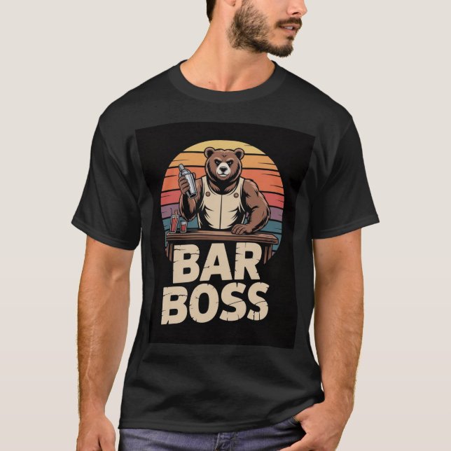 Bar Boss Bear Bartender Shirt T (Framsida)
