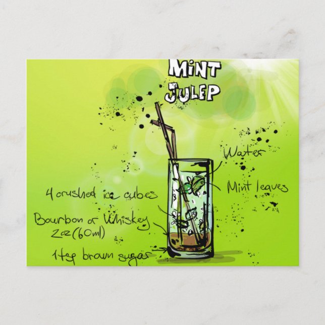 Bar Cocktail Recept Vykort (Framsida)