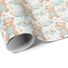 Bär Cute Baby Pastel Watercolor Mönster Presentpapper