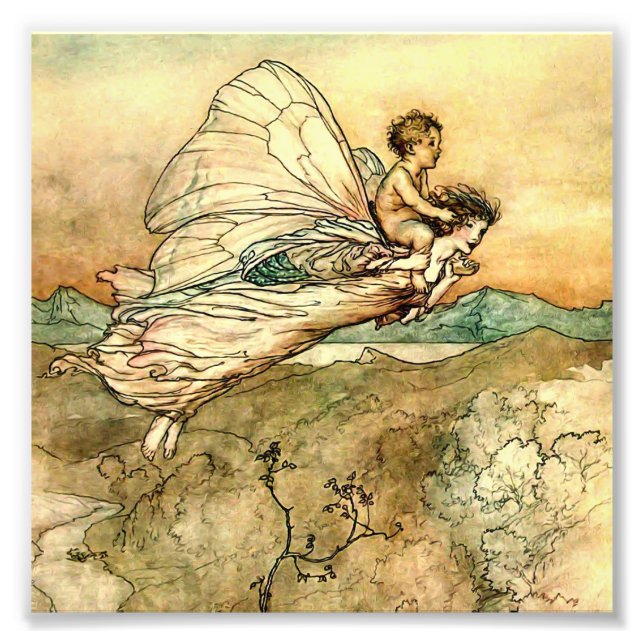 “Bär den utbytta” Fe-konst av Arthur Rackham Fototryck (Framsidan)