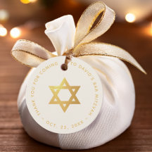 Bar eller Bat Mitzvah Falskt Guld Stjärna av David