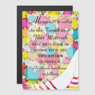 Bar eller Bat Mitzvah Magnetisk Partajinvitation 2 Inbjudningskort