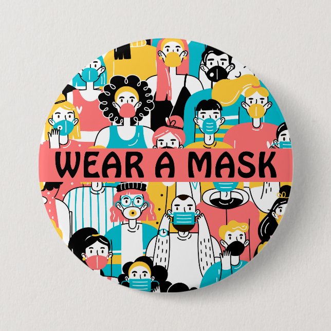 Bär en mask-knapp knapp (Framsida)