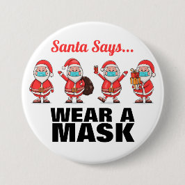 Bär en mask Santa julknapp Knapp