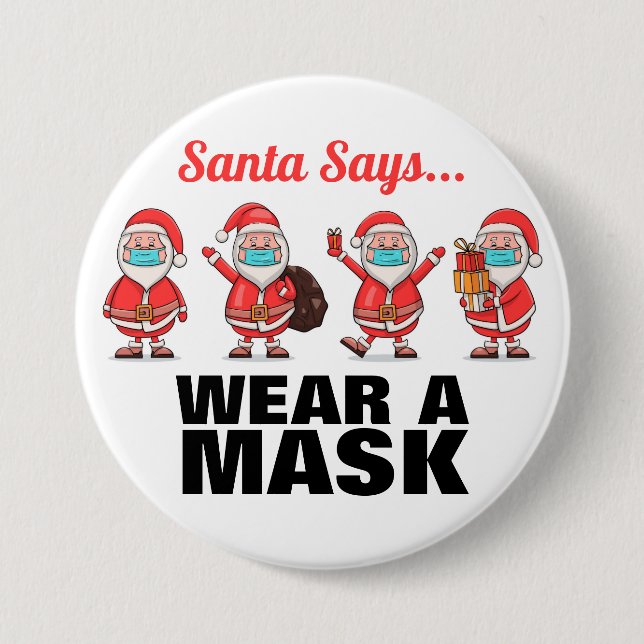Bär en mask Santa julknapp Knapp (Framsida)