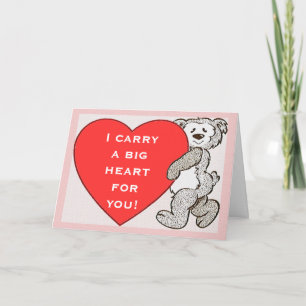 Bär ett stort hjärta för dig Rosa Gräns Valentines Helgkort