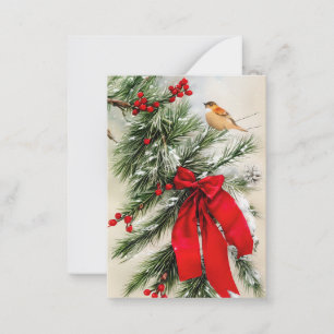 Bär fågel och båge budget mini jul anteckningskort