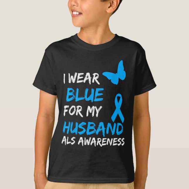 Bär för ALS-medvetenhet Blå Make T Shirt (Framsida)