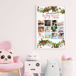 Bär Första födelsedag 12 månader Baby fotokollage Fototryck