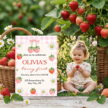 Bär Första Jordgubben 1-års Födelsedag Anpassad Fo