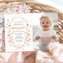 Bär Första Jordgubben 1-års Födelsedagsfoto
