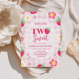 Bär Första söta 2-års födelsedag Jordgubbe Inbjudningar