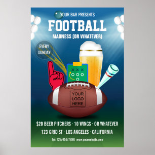 Bar fotbollsevenemang Reklamlogotyp Poster