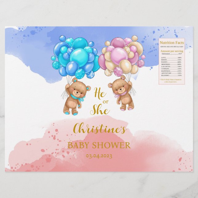 Bär Gender Visa Chip-etiketter Reklamblad (Framsidan)