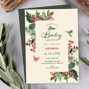 Bär gren blommande baby shower inbjudningar